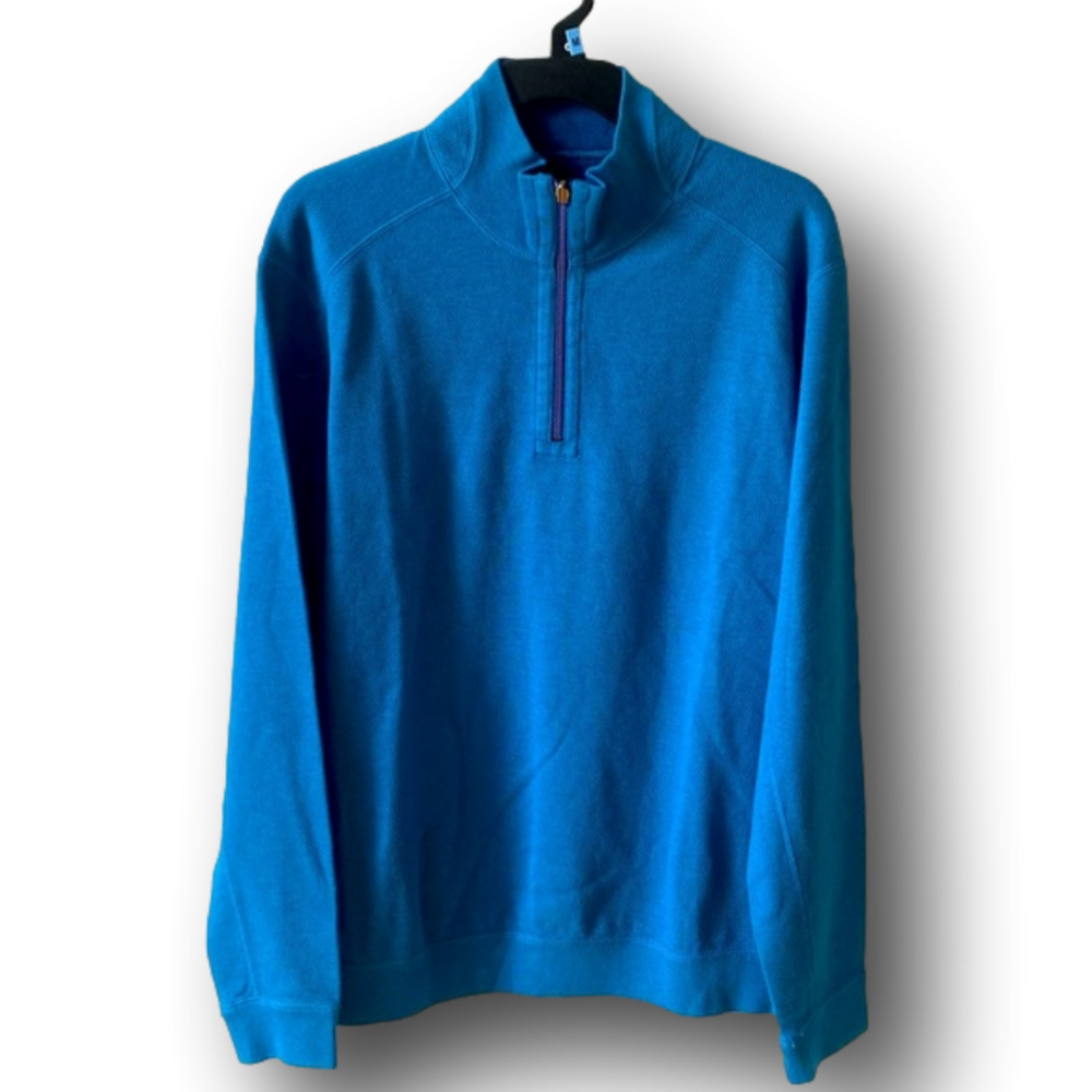 Mens Tommy Bahama Blue Reversible 1/4 Zip Sweater - Size Medium - Brand New